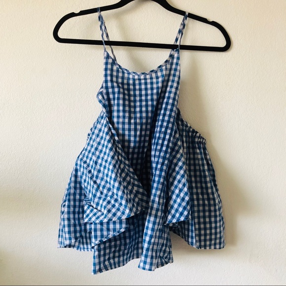 Tops - Off the shoulder plaid cami
